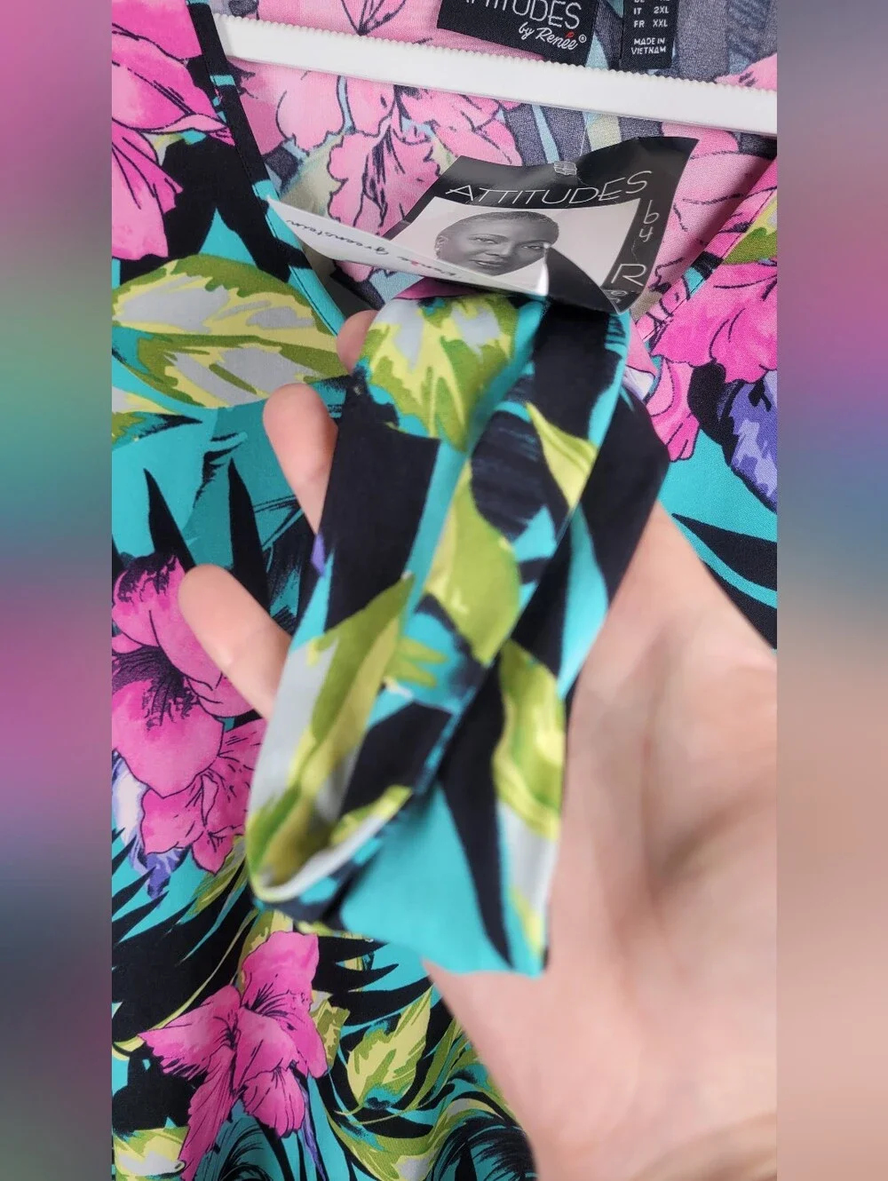 Attitudes By Renee Tropical Floral Scoop Neck Tunic W/ Matching Heeadband